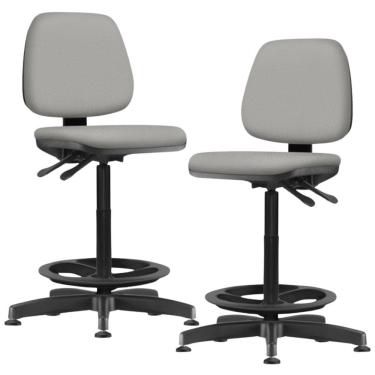 Imagem de Kit 02 Cadeiras Caixa Alta Giratória Estofada Work F02 Crepe Cinza - Lyam Decor