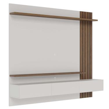 Imagem de Painel Para TV 70 Pol com Bancada Suspensa 180cm Will C04 Amêndoa Off White Matte - Lyam Decor