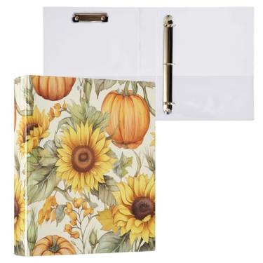 Imagem de Fichário de 3 anéis, girassol, abóbora, 3,8 cm, fichário redondo com 200 folhas para mulheres, homens, escritório, crianças, material escolar, 1 pacote