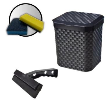 Imagem de Kit Rodo De Pia Lixeira 5L Esponjas Amarela e Azul - Arqplast