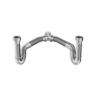 Imagem de Sifão Duplo Sanfonado Extensível Censi 72Cm Cromado