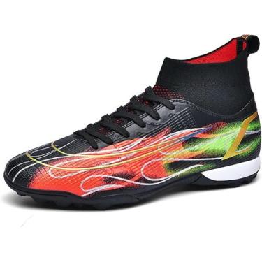 Imagem de Tênis de futebol masculinos de futebol com pontas longas, couro e borr