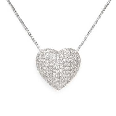 Imagem de Colar Corrente Cordao Coração Pedras Folheada Prata 925 - Papillon Sem