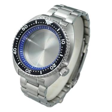 Imagem de FEIYASHI Caixa de relógio masculina clássica de aço de mergulho 316L de 45 mm, vidro de safira à prova d'água, 100 m, para peças de relógio de movimento NH35 NH36 NH34, Anel capítulo azul 2, For NH35