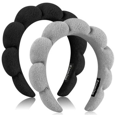 Imagem de Ztomine Fitas de cabelo de spa para lavar o rosto ou o rosto, conjunto de 2 faixas de cabelo para cuidados com a pele, pacote combo de lavagem de tecido felpudo – lavagem de maquiagem inchada, máscara