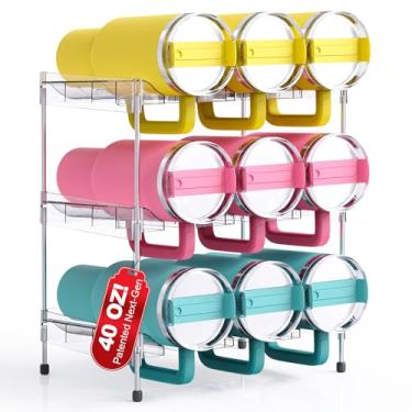 Imagem de Organizador de copo de garrafa de água empilhável atualizado com compartimento para Stanley 1,134 g com alça de copo, acessórios Stanley para despensa, armário e organização e armazenamento de cozinha