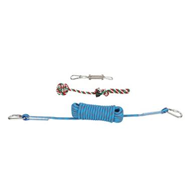 Imagem de Yctze Brinquedo de Corda para Cães Com Poste de Mola - Brinquedo de Rebocador Elástico Interativo de 32,8 Pés para Exercícios Ao Ar Livre, Ajustável para Cães Pequenos a Grandes, Aço Inoxidável