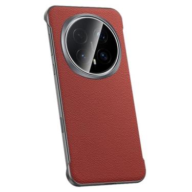 Imagem de HAOMRIYL Capa de couro para Honor Magic 8 Pro/8, capa protetora fina de couro genuíno sem moldura, à prova de choque, vermelha, 8