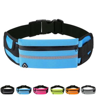 Imagem de Pochete para homens e mulheres – Bolsa de cinto impermeável com alça ajustável e bolsos com zíper – Mochila leve para viagens, corrida, caminhada, uso casual, Azul, Leve
