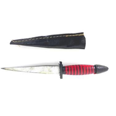 Imagem de Punhal Preto e Vermelho 12 cm Assentamento Exu Pomba Gira Umbanda Cand