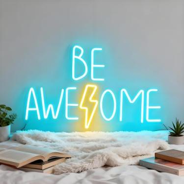 Imagem de Neonawall Neon Signs for Wall Decor Light Up Letters Led Sign Birthday Party Gifts Led Decorative Night Signs Room Decorations Supplies Neon Party Sign for Store Home Dorm Bedroom (Be Awesome)