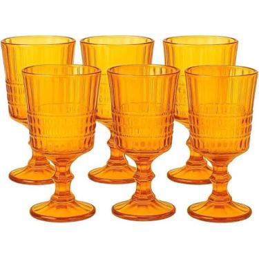 Imagem de Conjunto 6 Taças de Vinho em Vidro Âmbar – Design Elegante e Moderno | Resistentes e Sofisticadas para Jantares, Festas e Decoração de Mesa