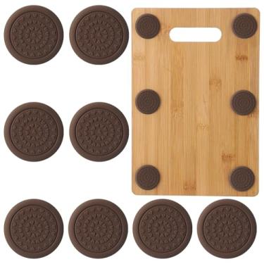 Imagem de Fiwochic Pacote com 8 pés de tábua de corte, almofadas estabilizadoras antiderrapantes, pés de borracha autoadesivos para blocos de corte, à prova d'água, absorção de choque, sem marcação para