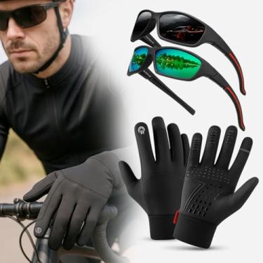 Imagem de Kit Ciclismo Premium com 2 Óculos de Sol Polarizados UV400, Luva Touchscreen Antiderrapante para Bike, Trilha, Esportes ao Ar Livre, 3 Peças