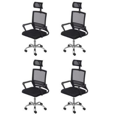 Imagem de Kit 4 Cadeiras Escritório Presidente Tela Mesh Lyon - Espresso Móveis