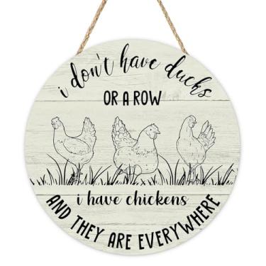 Imagem de Bolisom Placa de porta da frente I Don't Have Ducks or a Row I Have Chickens Everywhere, cabide de madeira, galinheiro, galinheiro, decoração de casa, grinalda de madeira rústica engraçada decoração