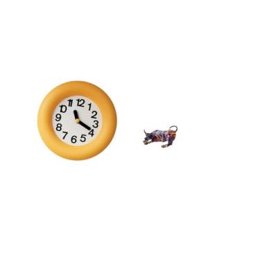 Imagem de Fenteer Relógio de Parede Silencioso Contemporâneo E Coleção de Figuras de Touro em Resina Moderna para Decoração de Cozinha, Sala de Jantar, Quarto E Sala de