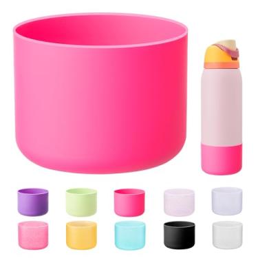 Imagem de Bluwing Bota de silicone para garrafa de água Owala 1,134 g, parte inferior de manga protetora antiderrapante para Owala Garrafa de água isolada FreeSip/Twist/Flip (rosa vermelha)