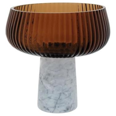 Imagem de BERETTA CENTRO MESA 18x18x18cm VIDRO ÂMBAR COM PÉ - HOMECO