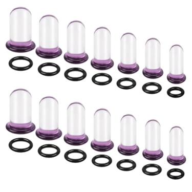 Imagem de WINSENET Kit de alongamento de orelha de vidro de 14 peças de 7,5 a 12 mm para medidores de orelhas com anel de vedação único alargador de vidro, kit de alongamento de orelha expansor de orelha