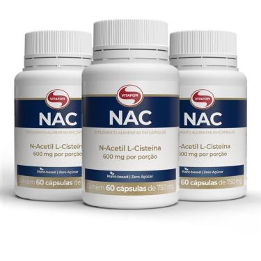 Imagem de Kit 3 Nac N-Acetil L-Cisteína 600Mg Vitafor 60 Cápsulas