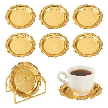 Imagem de Bestewelry 6 bandejas redondas de mesa de café, bandejas douradas para exibição de joias, bandeja de armazenamento para presente, casamento, sobremesa, Natal, Ação de Graças, decorações de