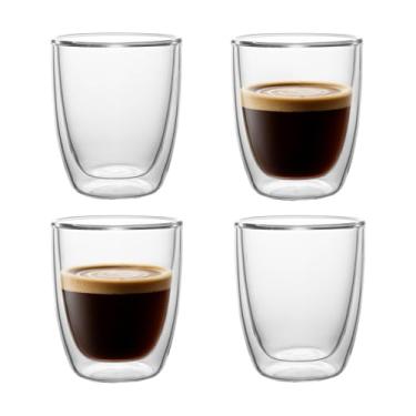 Imagem de NIRA.Z Pacote com 4 canecas de café de vidro de parede dupla de 30 ml, fundo sem furo, xícaras de café de vidro borossilicato isoladas, canecas transparentes para bebidas quentes e frias, perfeitas