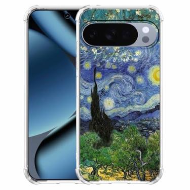 Imagem de AOSSXIN Van Gogh Paintings Artworks Colage, moderna e descolada, à prova de choque, capa amortecedora de TPU macio para Google Pixel 10 e Pixel 10 Pro, transparente