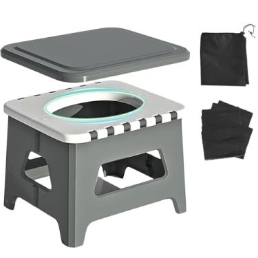 Imagem de IGYYO Vaso sanitário portátil de emergência para carro, banquinho dobrável, portátil para acampamento ao ar livre, pesca, engarrafamentos
