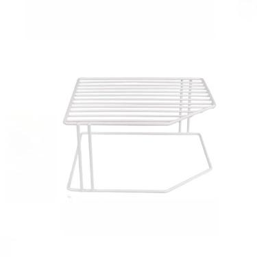 Imagem de Organizador De Prateleira Armario Suporte de Pratos Horizontal 2/3 Andares Multiuso(Oganizador 2 Andares Branco)