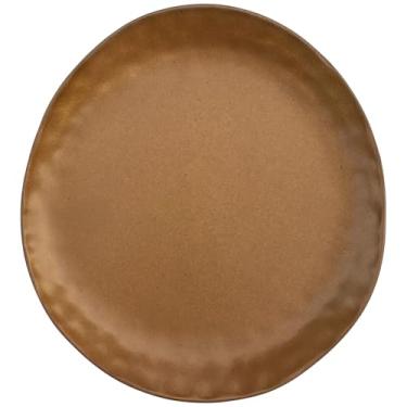 Imagem de Jantar elegante, marrom fosco fosco irregular feito à mão, prato de jantar de cerâmica, seguro para lava-louças e micro-ondas