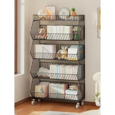 Imagem de Rjdjbflc Carrinho de exibição de supermercado comercial – Prateleiras inclinadas industriais de 5 andares rack de armazenamento de metal para loja de varejo, armazém e uso doméstico, 25 kg