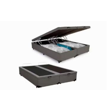 Imagem de Cama box baú casal BIPARTIDO (Corino, Cinza)