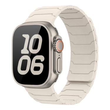Imagem de Pulseira de silicone magnética compatível com Apple Watch 49 mm, 46 mm, 45 mm, 44 mm, 41 mm, 40 mm, 38 mm, para séries 11, 10, 9, 8, 7, 6, 5, 4 e 3 SE, masculina e feminina (Starlight, 38/40/41/(42