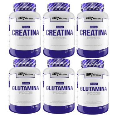 Imagem de Kit 3X Premium Creatina 100G + 3X Premium Glutamina 100G - Brn Foods