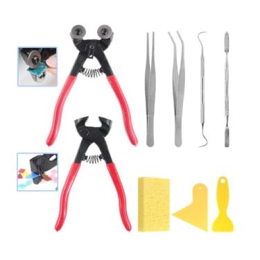 Imagem de PINOZE Ferramenta de corte de vidro, cortador de vidro de 2 a 20 mm, pinças de azulejo de 20 cm, alicate de corrida de vidro de 20 cm com garras curvas, alicate de Grozer de disjuntor de 15 cm, kit de