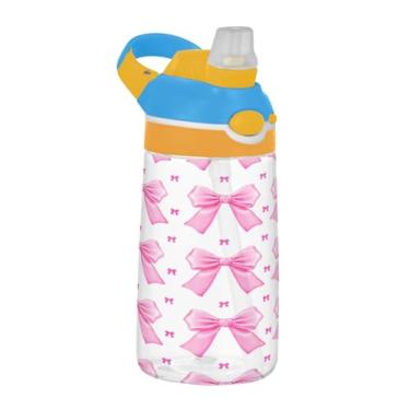 Imagem de Blueangle Garrafa de água Pink Bows de 473 ml, garrafa de viagem e esportes Tritan reutilizável com canudo e design de tampa de bico pop-up (505)