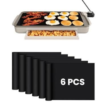 Imagem de 6 peças de forro de forno de teflon compatível com chapa elétrica Bella 25,4 x 50,8 cm com bandeja de aquecimento, forros de fritadeira a ar reutilizáveis para acessórios Bella