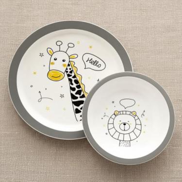 Imagem de Kit Prato e Tigela Zoo Infantil – Resistente e Prático