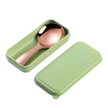 Imagem de Concha de sopa Colher curta de aço inoxidável, concha sopa doméstica, pequena colher redonda chá, arroz para crianças, sorvete(Rose gold)