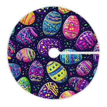 Imagem de Qilmy Saia de árvore de Natal com ovos de páscoa 90 cm, camurça para árvore de Natal, adequada para decoração de armário em ambientes internos e externos, festas, escritórios, lojas, armários228