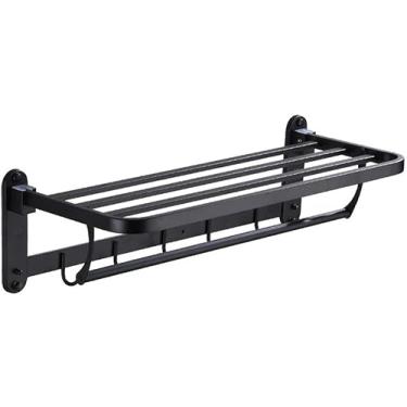 Imagem de Toalheiro para toalha de banho, aço inoxidável galvanizado, dobrável, prateleira multifuncional, suporte de toalha, ferragens de banheiro/dourado