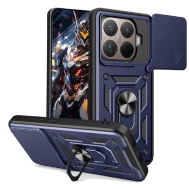 Imagem de Ysnzaq Capa para Xiaomi 15T Pro 5G com suporte magnético, capa protetora resistente à prova de choque de grau militar com protetor de lente de câmera deslizante para Xiaomi 15T Pro SJ azul