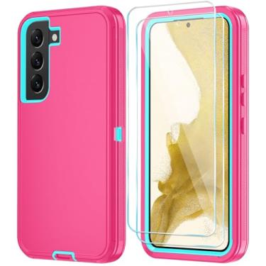 Imagem de ONOLA Capa de telefone para Samsung Galaxy S22 Plus com protetor de tela HD, resistente, à prova de choque e à prova de quedas, capa de telefone para Galaxy S22 Plus de 6,6 polegadas, rosa azul