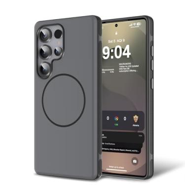 Imagem de BPOASE Capa de telefone magnética para Samsung Galaxy S25 Ultra, [compatível com Magsafe] [proteção total da câmera] Capa de telefone ultrafina antiarranhões à prova de choque - preta