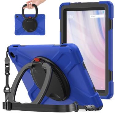 Imagem de Capa para tablet Fire HD 10 e Fire HD 10 Kids Pro (13ª geração, versão 2023), capa infantil resistente à prova de choque, suporte giratório/alça de transporte (azul + preto)