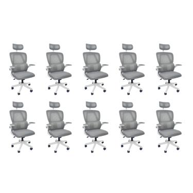 Imagem de Kit 10 Cadeiras de Escritório Oficial Legacy Cinza
