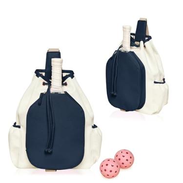 Imagem de Mini Momo Mochila tiracolo durável Pickleball para mulheres - grande capacidade e design elegante (azul marinho)