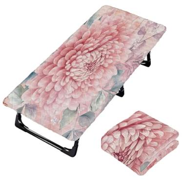Imagem de Burbuja Lençol de berço de flores rosa para crianças, lençol de cochilo acolchoado portátil com faixa elástica para meninas e meninos, lavável na máquina, 63,5 x 127 cm