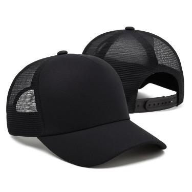 Imagem de Boné Aba Curva Trucker Telinha Unissex Liso Casual Preto-Masculino